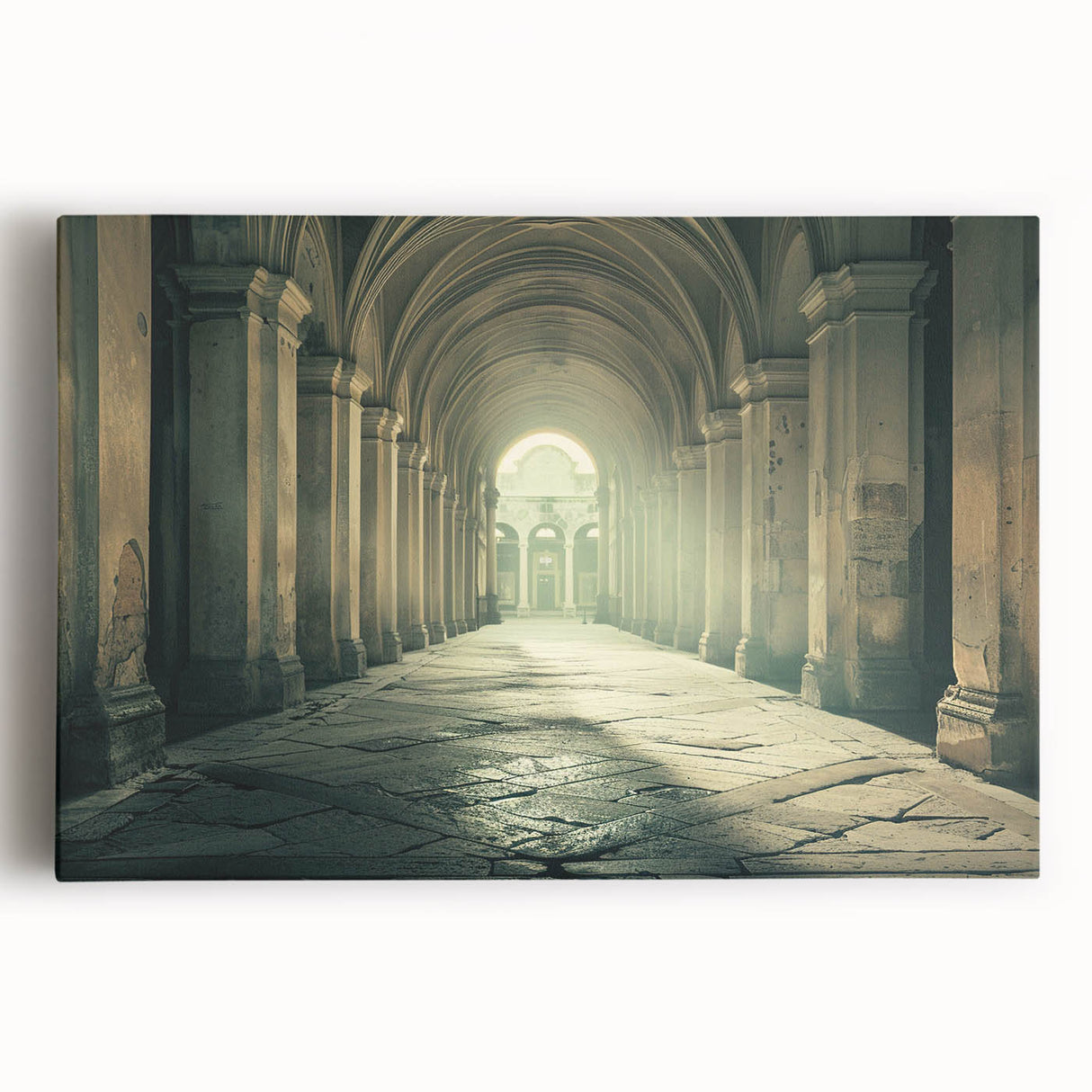 Black and white print of architectural arches on a large stretched canvas, ideal for kitchen wall art or bedroom ambiance.