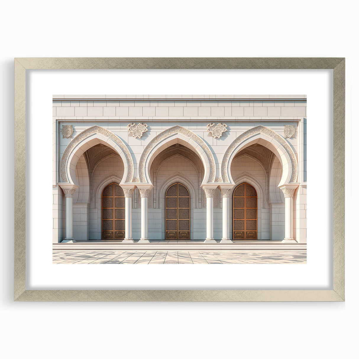 Extra large abstract art print featuring textured arch designs in muted gray, ideal for living room decor.