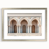 Extra large abstract art print featuring textured arch designs in muted gray, ideal for living room decor.