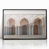 Large abstract wall art featuring geometric arches in black and white, framed in acrylic, suitable for modern art wall decor.