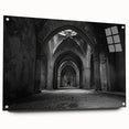 Large abstract wall art depicting architectural arches in neutral tones on acrylic glass.