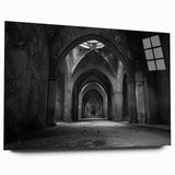 Large abstract wall art on acrylic glass featuring neutral beige arches, ideal for bedroom or dining room decor.