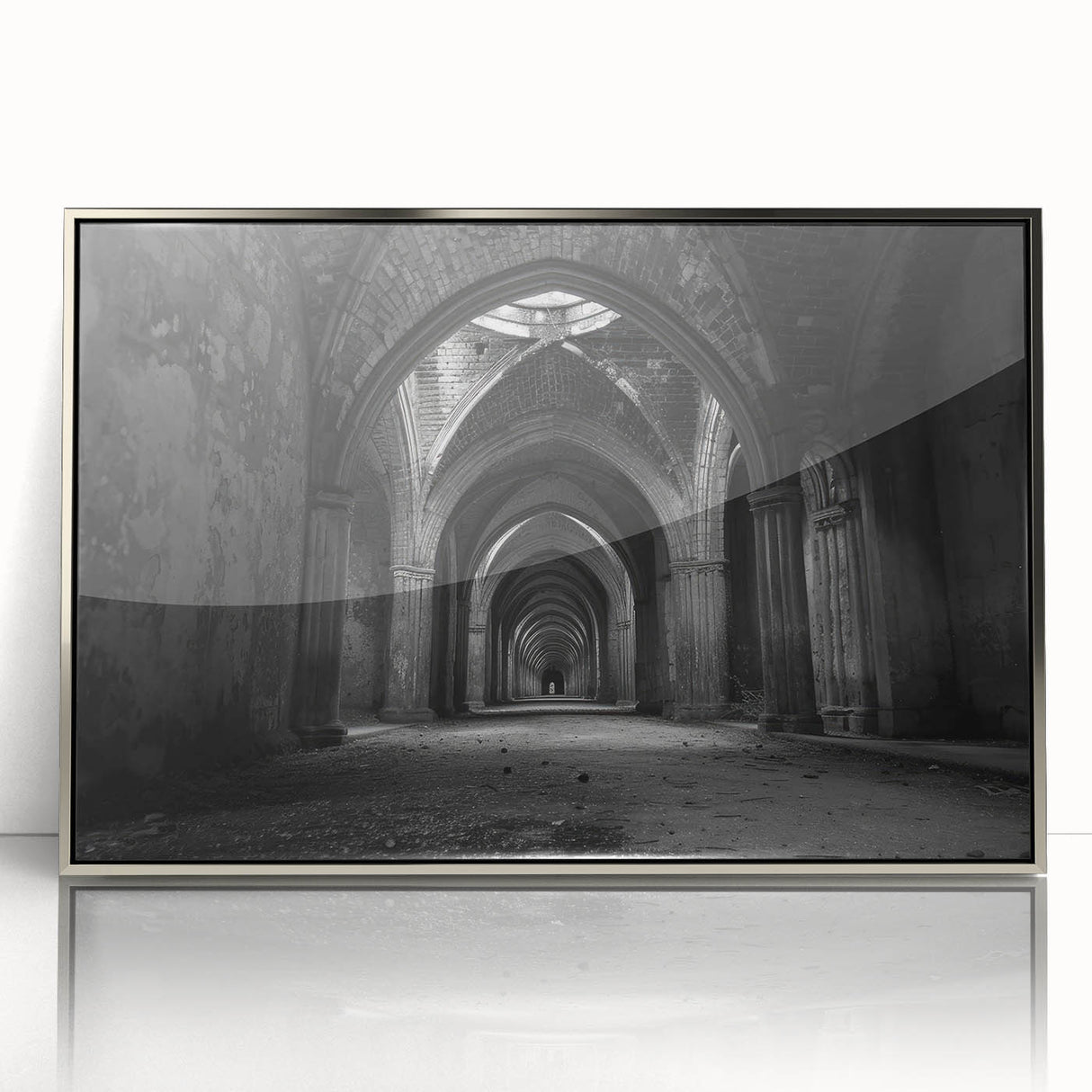 Art deco style arches in silver and gray tones on a framed acrylic, suitable for modern art wall decor or nursery wall art.