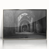 Art deco style arches in silver and gray tones on a framed acrylic, suitable for modern art wall decor or nursery wall art.