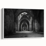 Vintage poster art featuring colorful arches in black, ideal for extra large living room wall decor, framed canvas.