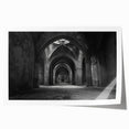 Rolled print of arched architecture design in muted beige tones, suitable for dining room or bathroom wall art.