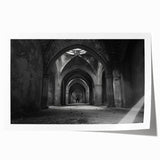 Rolled print of arched architecture design in muted beige tones, suitable for dining room or bathroom wall art.