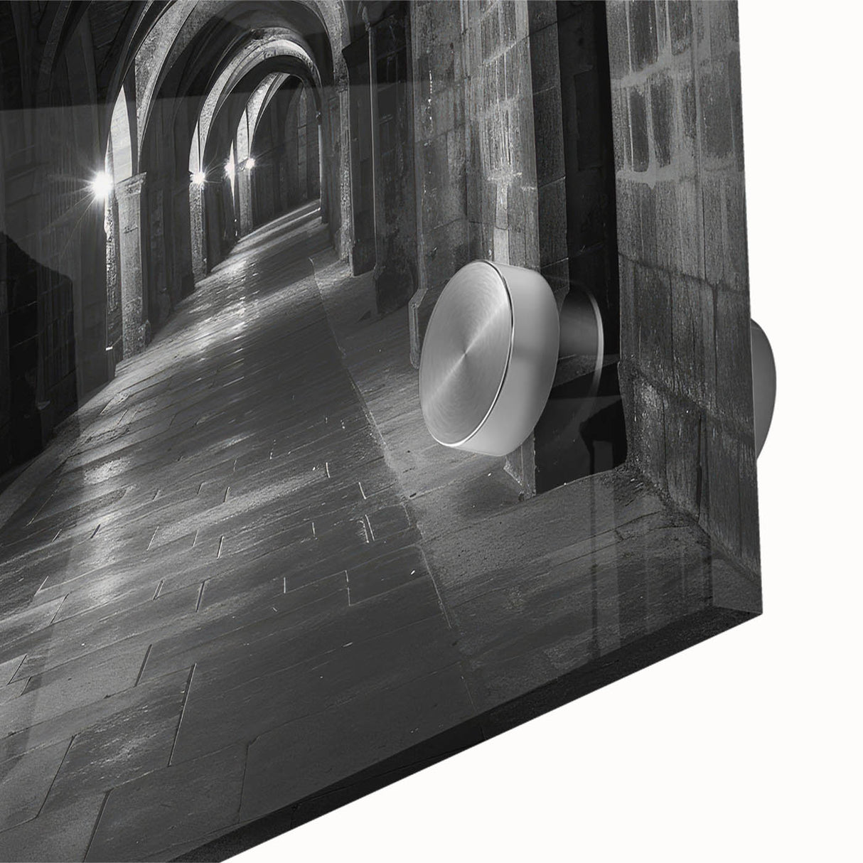 Large abstract wall art featuring arches in muted earth tones on acrylic glass, ideal for dining room ambiance.