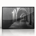 Large abstract wall art featuring bold geometric arches in black and white, framed acrylic.