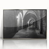 Art deco poster featuring silver arches on an acrylic frame, in muted metallic tones, suitable for modern nursery decor.