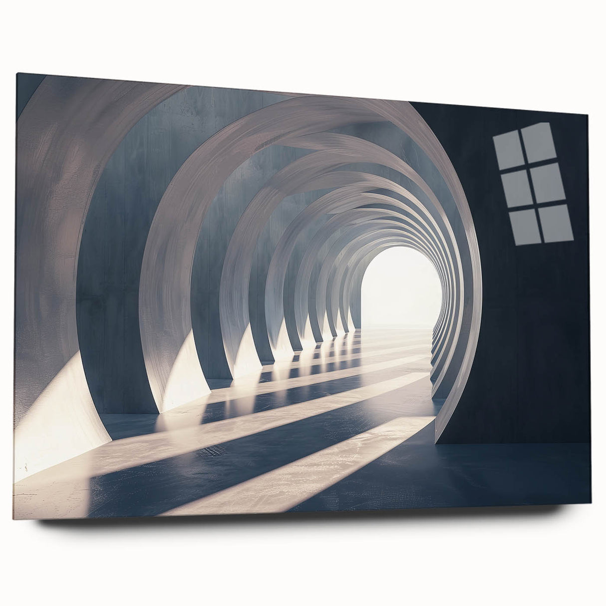 Large abstract wall art featuring sweeping arches in earth tones on acrylic glass, suitable for bedroom or dining room decor.