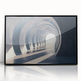 Large abstract wall art featuring geometric arches in black and white, framed acrylic, ideal for modern living room decor.
