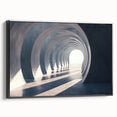 Black and white vintage poster art of architectural arches on framed canvas, suitable for bedroom wall decor.