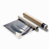 Extra large rolled print featuring symmetrical arch designs in muted earth tones, ideal for classy bathroom wall art.