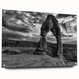 Abstract arch design in muted earth tones on acrylic glass, suitable for modern dining room or bedroom ambiance.