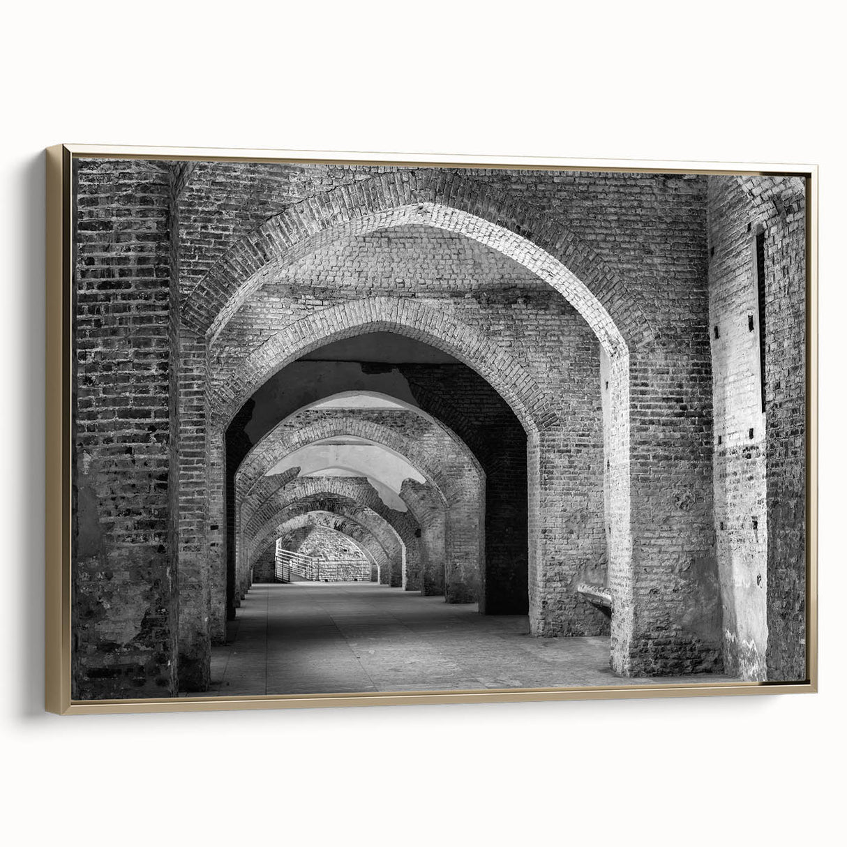 Extra large framed canvas featuring vintage poster art of colorful architectural arches, ideal for living room decor.