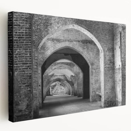 Architectural arch design in monochrome on stretched canvas, ideal for kitchen wall art.