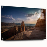 Large abstract wall art on acrylic glass featuring a series of arches in subdued gray tones.