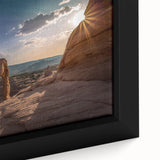 Extra large black wall art featuring colorful, textured arch designs on a framed canvas, ideal for living room decor.