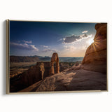 Black and white framed canvas featuring a vintage poster of architectural arches, ideal for bedroom wall decor.