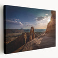 Architectural arch design on stretched canvas in muted earth tones, ideal for kitchen wall art.