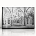Large abstract wall art featuring black and white arches in a mid-century modernist style, framed in acrylic.