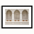 Extra large abstract art print featuring colorful, textured arch designs on a black framed canvas.