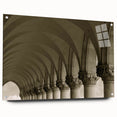 Large abstract wall art on acrylic glass featuring arches in grayscale, ideal for bedroom or dining room ambiance.