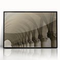 Large abstract wall art featuring black and white arch designs on acrylic, framed, mid-century modernist style.