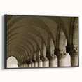 Black and white framed canvas depicting vintage-style arches in a landscape format, suitable for bedroom decor.