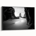 Black and white framed canvas featuring a series of architectural arches in a vintage poster style.