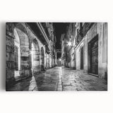 Black and white photo of architectural arches on stretched canvas, suitable for kitchen wall art.
