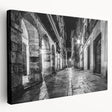 Arched architecture design on large stretched canvas in monochrome shades, suitable for modern kitchen decor.