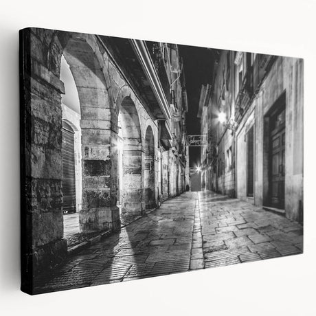 Arched architecture design on large stretched canvas in monochrome shades, suitable for modern kitchen decor.