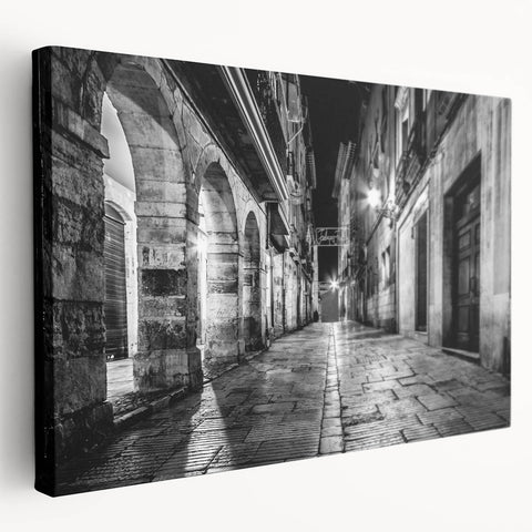 Arched architecture design on large stretched canvas in monochrome shades, suitable for modern kitchen decor.