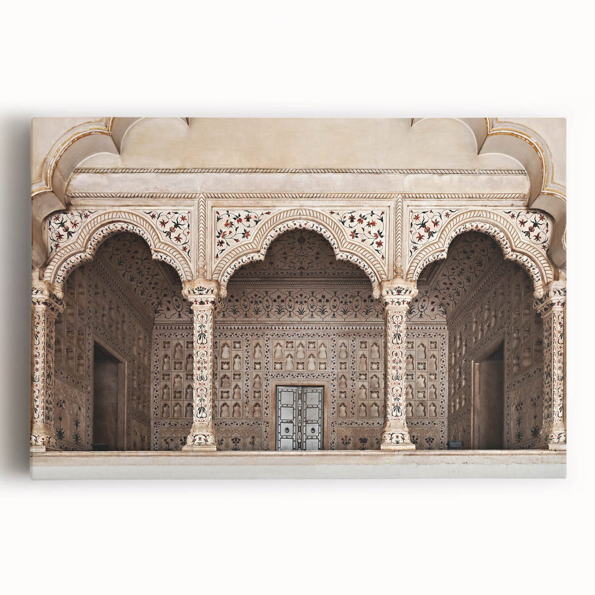 Black and white photo of architectural arches on stretched canvas, ideal for kitchen wall art or bedroom ambiance.