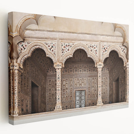 Arched architectural design in monochrome tones on stretched canvas, suitable for kitchen wall art.