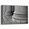 Black and white framed canvas featuring a vintage poster art style of classical architectural columns.