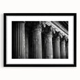 Extra large abstract art print featuring colorful, textured columns on a black framed canvas, ideal for living room decor.