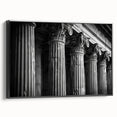 Black and white framed canvas of classical architecture columns, ideal for bedroom wall art.