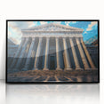 Large abstract wall art featuring black and white columns in a mid-century modernist style, acrylic print.