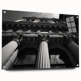 Large abstract acrylic print featuring a grayscale column design, suitable for bedroom or dining room decor.