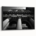 Black and white framed canvas featuring vintage poster art of architectural columns, ideal for bedroom wall decor.