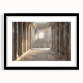 Extra large abstract art print featuring colorful, textured columns, in a black frame, suitable for living room decor.
