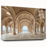Large abstract wall art on acrylic glass featuring a series of vertical columns in grayscale.