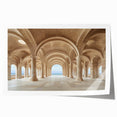 Rolled print of classical architecture with columns in neutral tones, ideal for art wall dining room decor.