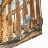 Mid-century modernist large abstract art print in muted grays, displayed on acrylic glass, ideal for dining room decor.