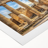 Art deco poster featuring detailed architecture columns in monochrome, printed on rolled canvas.