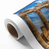 Art deco poster featuring symmetrical columns in monochrome, printed on rolled canvas.