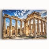 Large black and white photo of classical columns on stretched canvas, ideal for kitchen wall art.